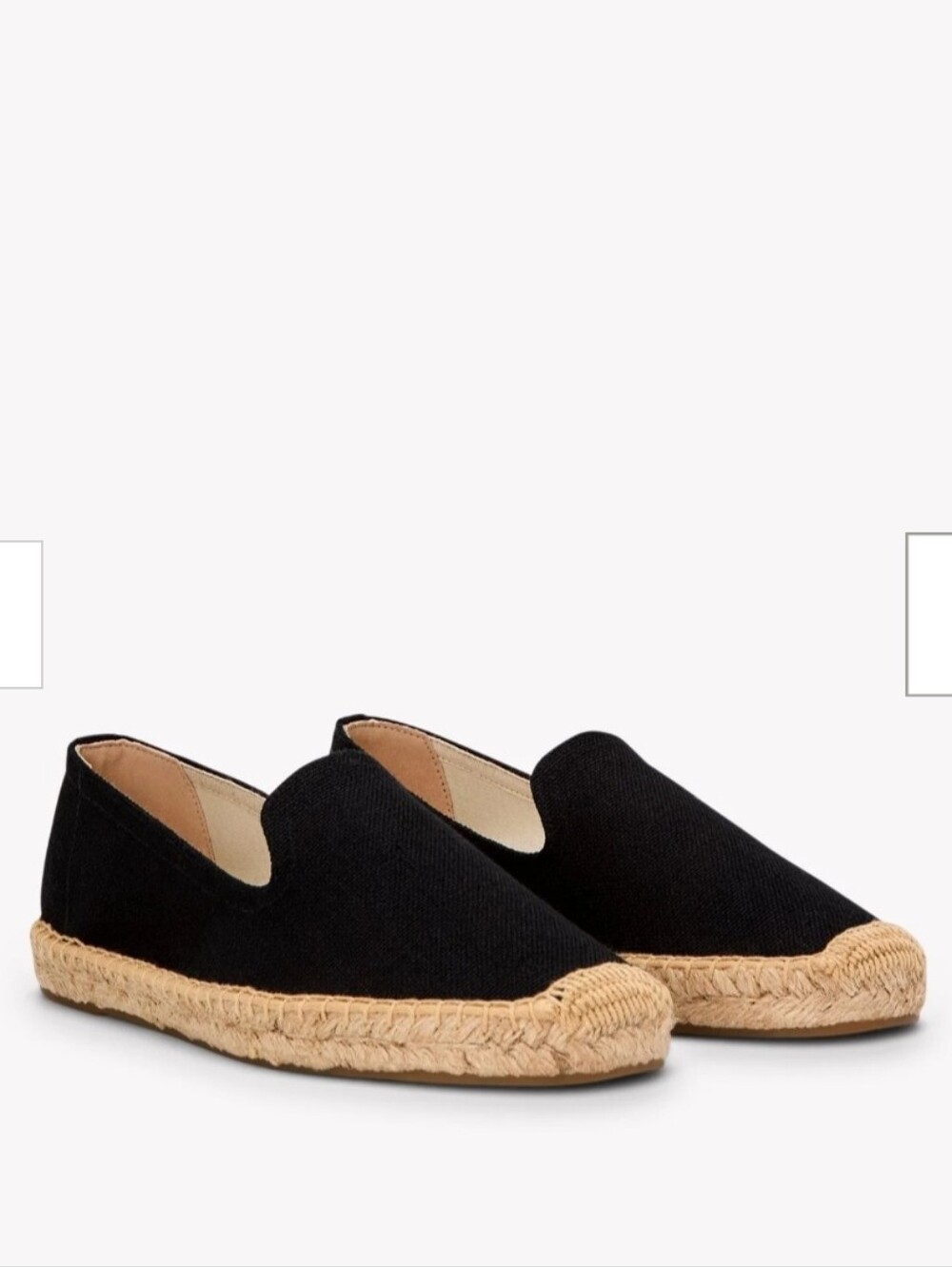 Soludos Black Espadrille Slip-On Flats with Natural Jute Sole
